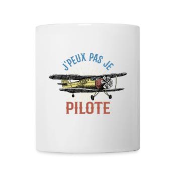 J'peux pas je pilote - Cadeau rétro avion - Mug blanc - blanc - Devant