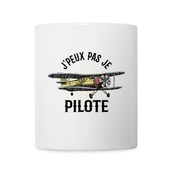 J'peux pas je pilote - Cadeau rétro avion - Mug blanc - blanc - Devant