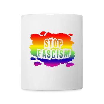 Stop AfD contre la droite, la démocratie, la diversité, la gauche - Mug blanc - blanc - Devant