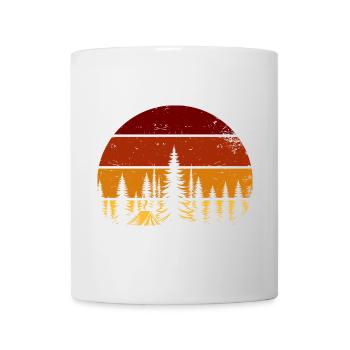 Retro Sonnenuntergang im Wald – Camping Vibes - Tasse - Weiß - Vorne