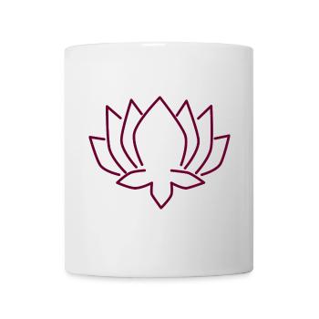 Lotus silhouette in wine red - Mug - white - Front