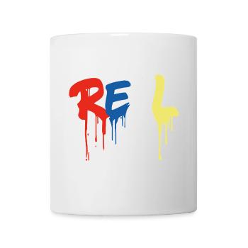 Style graffiti « REAL » - lettre dégoulinante colorée - Mug blanc - blanc - Devant