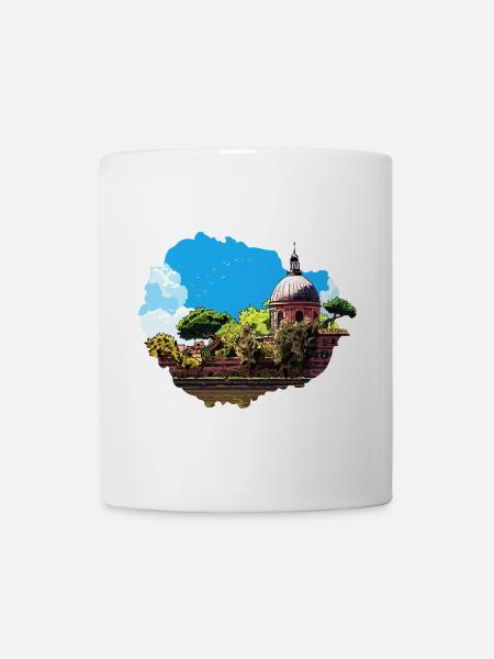 Italienische Kuppel – Architektur & Azurblauer Himmel - Tasse - Weiß