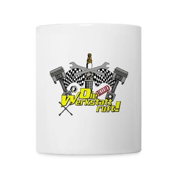 Schrauber Kult , Die Werkstatt ruft - Tasse - Weiß - Vorne
