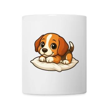 Cute Beagle Cartoon Lying Relaxing Cuddling - Mug - white - Front