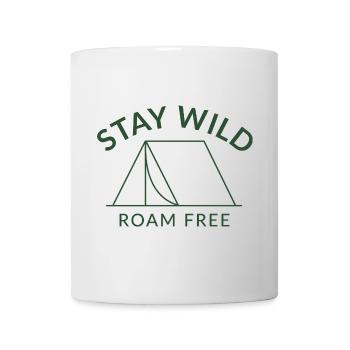 Stay Wild Roam Free Shirt – Minimalist Tent - Mug - white - Front