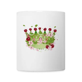 Motif of a cherry crown with flowers and leaves - Mug - white - Front