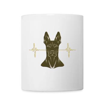 Doberman with heartbeat – gold - Mug - white - Front
