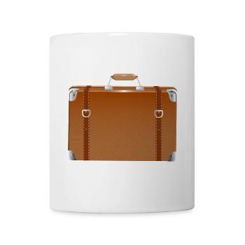Valise marron de style vintage - look de voyage rétro - Mug blanc - blanc - Devant