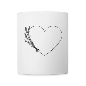 Line Art Coeur - Fleurs sauvages, Personnalisable - Mug blanc - blanc - Devant