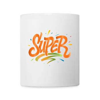 Super – Farbenfroher Schriftzug sprüht vor Energie - Tasse - Weiß - Vorne