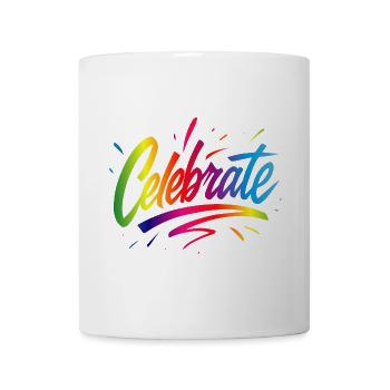 Celebrate – Un lettrage coloré plein de joie - Mug blanc - blanc - Devant