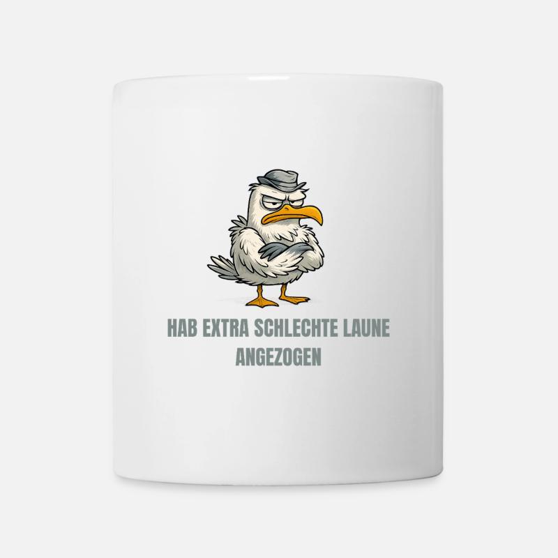 Schlecht gelaunte Möwe Cartoon - Tasse - Weiß