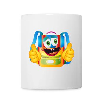 Cartable de dessin animé amusant avec pouces vers le haut - Mug blanc - blanc - Devant