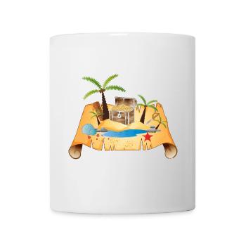 Abenteuerliche Schatzkarte mit Goldtruhe - Tasse - Weiß - Vorne