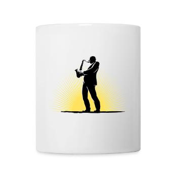 Saxofonist in Szene - Tasse - Weiß - Vorne
