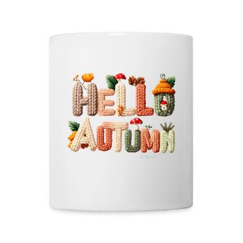 Hello Autumn – Warmes Strickdesign - Tasse - Weiß - Vorne