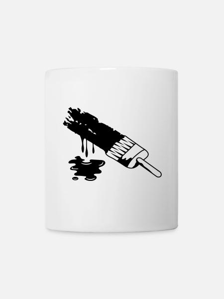 A brush and dripping paint - Mug - white