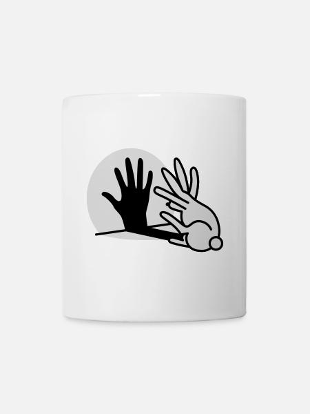 Hand shadow play rabbit shadow theater - Mug - white