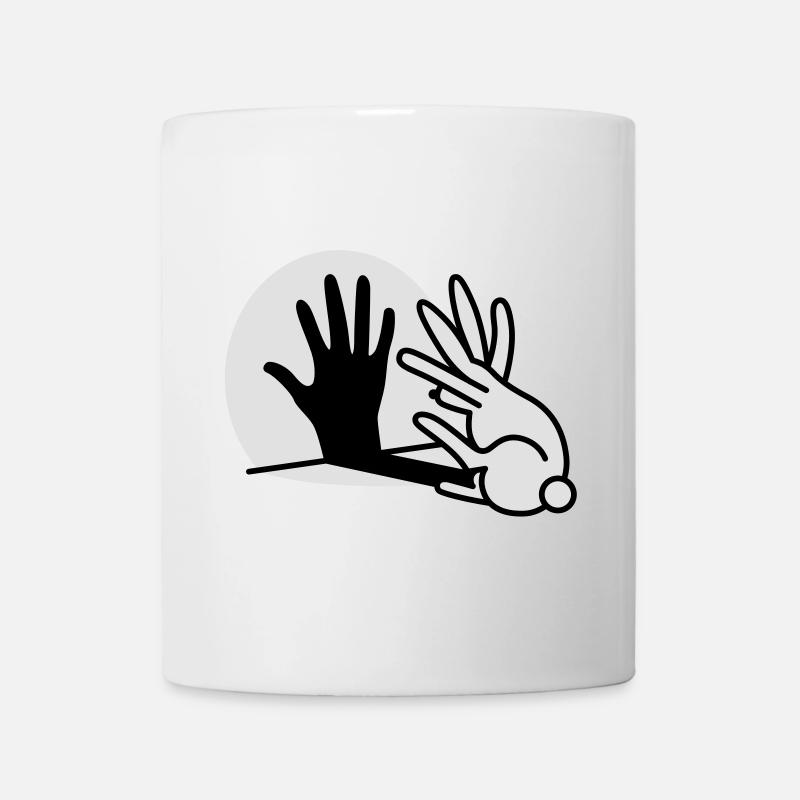 Handschatten Kaninchen 2 clr - Tasse - Weiß