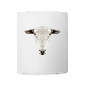 Schaf Kopf – Geometrisches Low Poly Tierdesign - Tasse - Weiß - Vorne