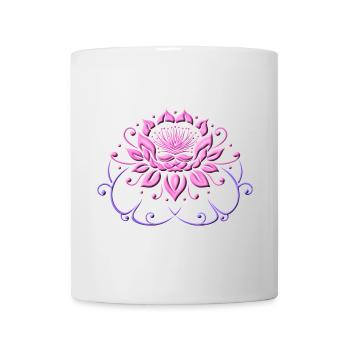 Lotus flower, lotus with leaves. Yoga. - Mug - white - Front