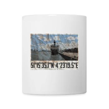 Conception du port d’Anvers avec coordonnées géographiques - Mug blanc - blanc - Devant