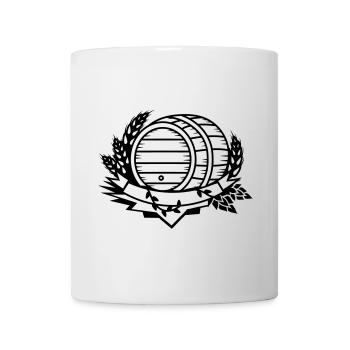 beer barrel with hops and ears of wheat - Mug - white - Front