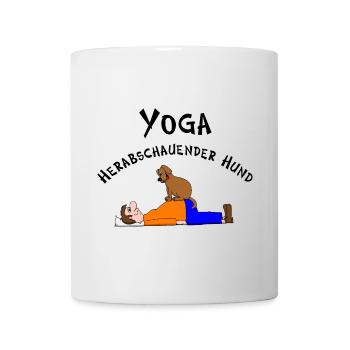 Yoga herabschauender Hund - Tasse - Weiß - Vorne