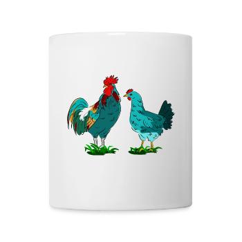 Illustration de poulets colorés pour les fans de la nature - Mug blanc - blanc - Devant
