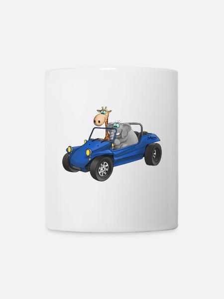 Éléphant et girafe en buggy - Mug blanc - blanc