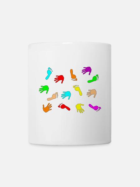 Bunte Hände & Füße - Tasse - Weiß