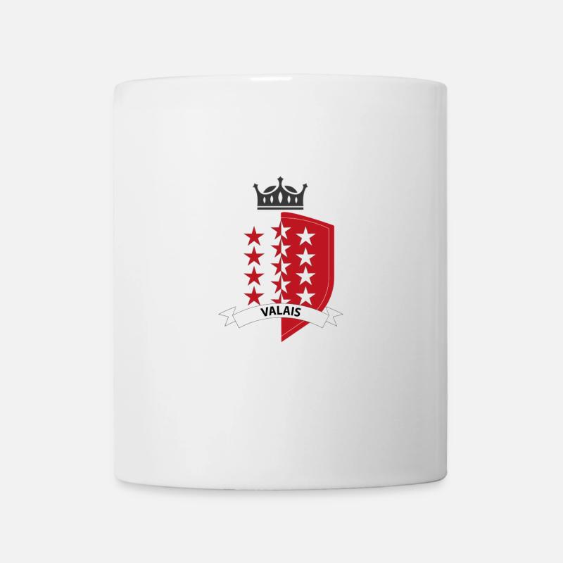 Drapeau du Valais avec couronne et inscription - Mug blanc - blanc