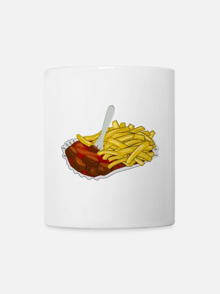 Currywurst mit Pommes - Tasse - Weiß