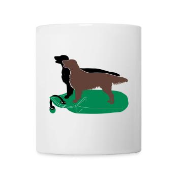 2 Flat Coated Retriever auf Dummy - Tasse - Weiß - Vorne