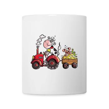 Cow driving a tractor - Farmer - Gift - Pig - Mug - white - Front