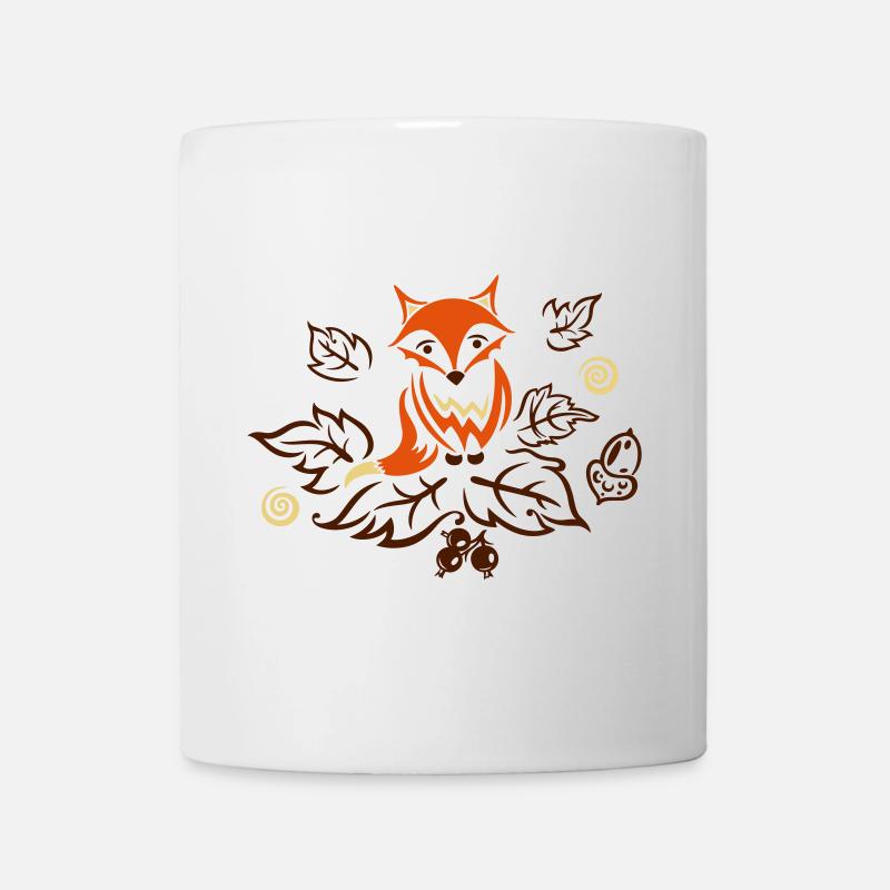 Petit renard avec des feuilles, l'automne. - Mug blanc - blanc