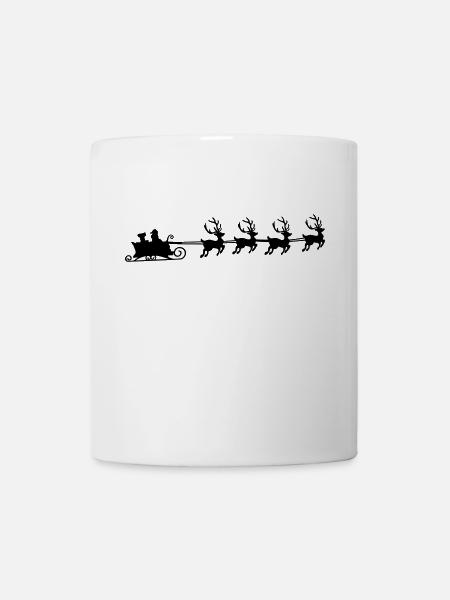 Weihnachstschlitten, Weihnachtsmann und Rentiere - Tasse - Weiß