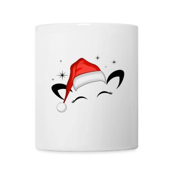 Cat Santa Hat Shining Stars - Mug - white - Front