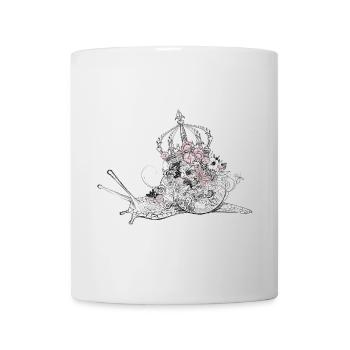 Escargot majestueux décoré avec des fleurs &couronne - Mug blanc - blanc - Devant