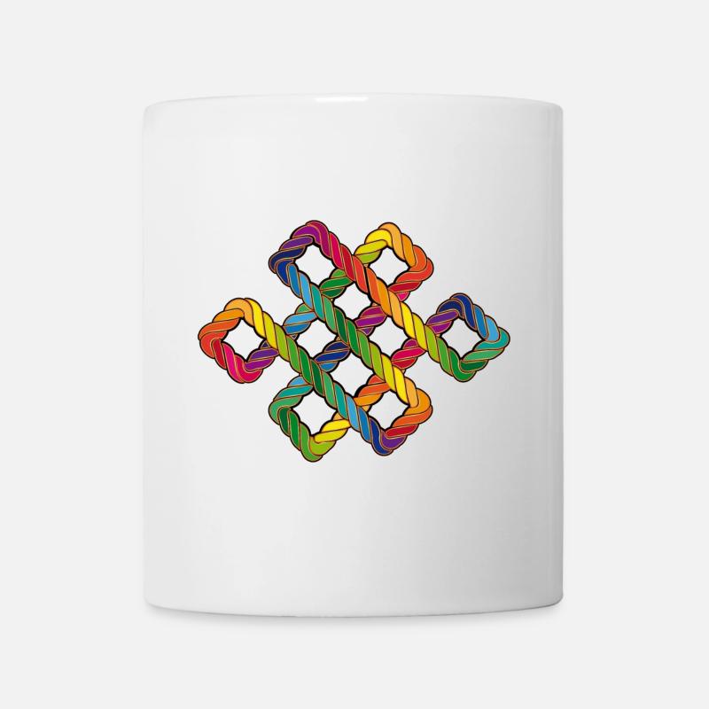 Buddhist endless knot rainbow - Mug - white
