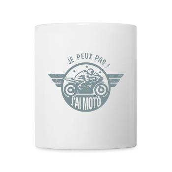 Je peux pas j'ai moto cadeau humour motard motarde - Mug blanc - blanc - Devant