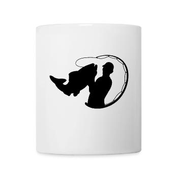 Fisherman with fishing rod and fish - Mug - white - Front