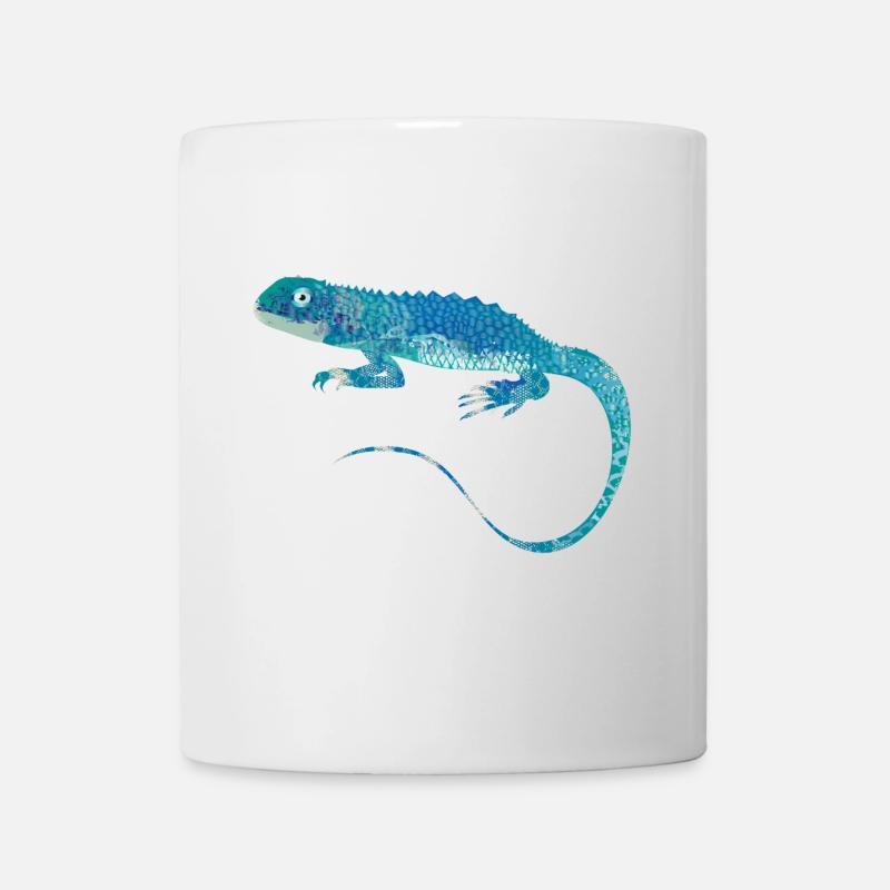 blauer Leguan Collage aus verschiedenen Muster - Tasse - Weiß