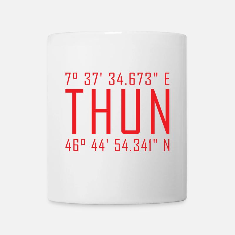 Coordonnées de Thun – Déclaration de faute de frappe rouge - Mug blanc - blanc