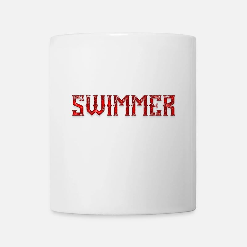 Swimmer glowing RED Swimming, Swimming - Mug - white