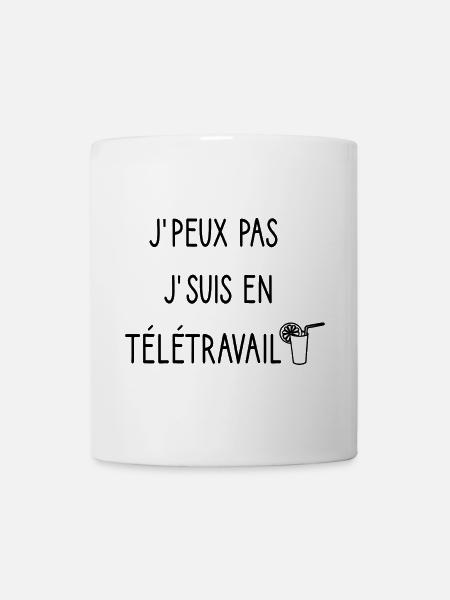 j'peux pas je suis en teletravail idee cadeau - Mug blanc - blanc
