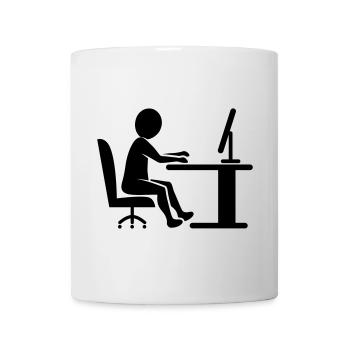 Travail de bureau Icon / noir et blanc - Mug blanc - blanc - Devant