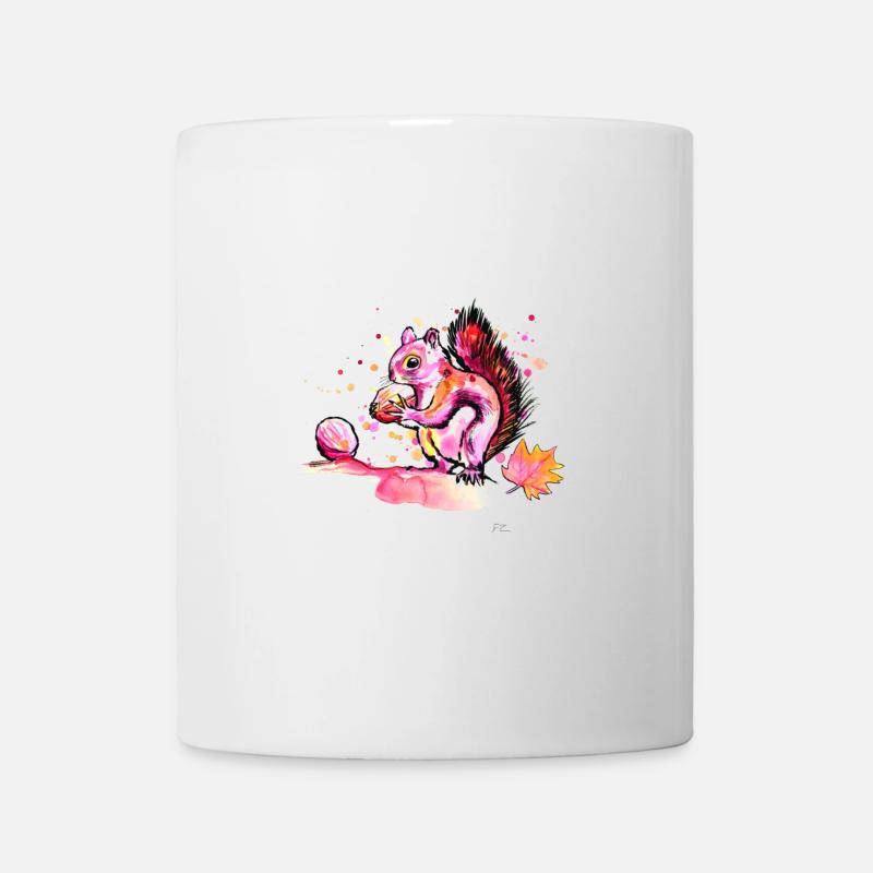 Eichhörnchen beim Futtern - Tasse - Weiß