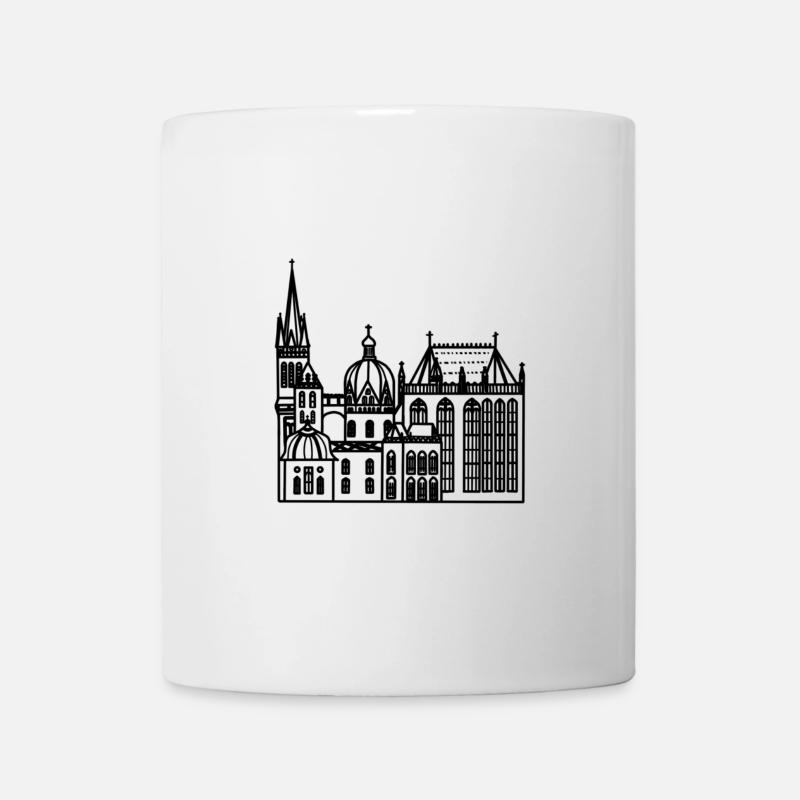 Stadt Aachen, Dom, Lineart - Tasse - Weiß